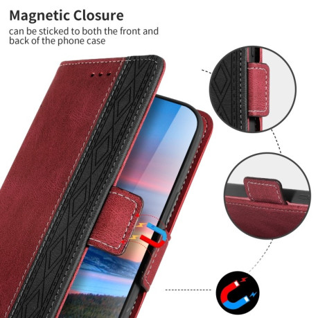 Чехол-книжка Stitching Side-Magnetic RFID для Samsung Galaxy A73 5G - красный