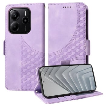 Чехол-книжка Embossed Rhombus Starry Leather для Xiaomi Redmi Note 14 4G 164.84mm - фиолетовый