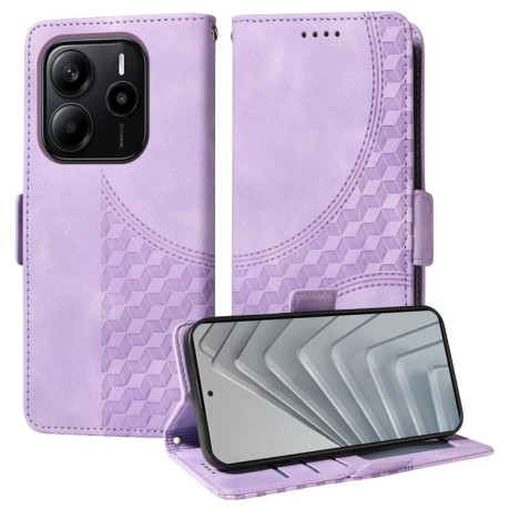 Чехол-книжка Embossed Rhombus Starry Leather для Xiaomi Redmi Note 14 4G 164.84mm - фиолетовый