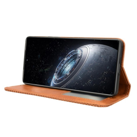 Чехол-книжка Magnetic Buckle Retro Crazy Horse Texture на Infinix GT 20 Pro 5G - коричневый