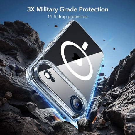 Оигинальный чехол ESR Classic Hybrid с MagSafe + накладка на клавишу на iPhone Air - Clear