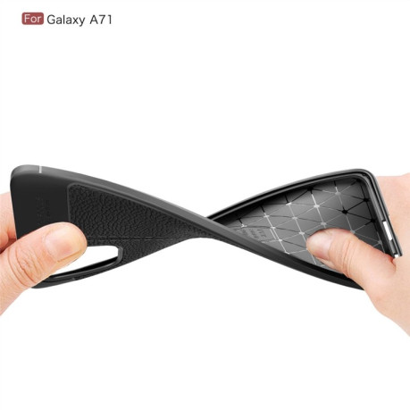 Ударозашитний чохол Litchi Texture на Samsung Galaxy A71 / А715 - темно-синій