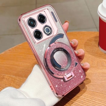Протиударний чохол Plated Gradient Glitter Round Holder для Infinix GT 20 Pro - рожевий