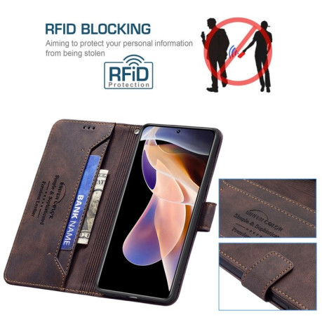 Чохол-книга RFID Blocking для Xiaomi Redmi Note 11 Pro 5G (China)/11 Pro+ - коричневий