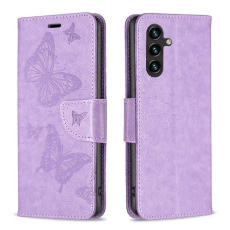 Чехол-книжка Butterflies Pattern для Samsung Galaxy A55 - фиолетовый