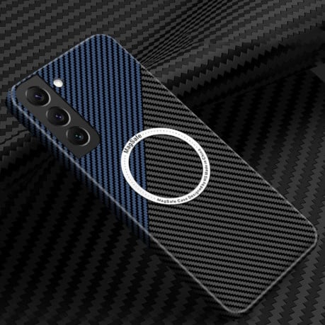 Противоударный чехол Carbon Fiber Texture MagSafe для Samsung Galaxy S23+Plus 5G - черно-синий