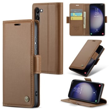 Чехол-книжка CaseMe 023 Butterfly Buckle Litchi Texture RFID Anti-theft Leather для Samsung Galaxy S24+ - коричневый