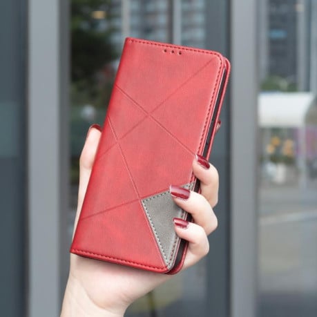Чехол-книжка Rhombus Texture на Xiaomi Redmi 15C 5G / 4G EU 173mm - красный