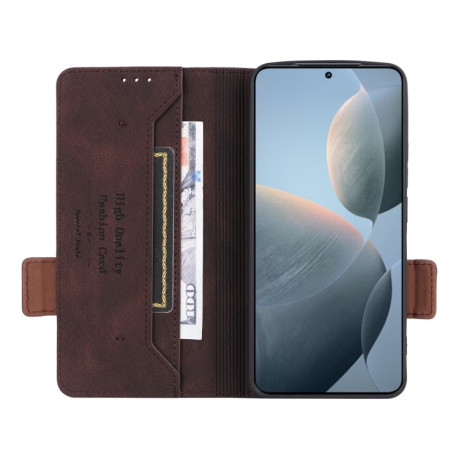 Чехол-книжка Magnetic Clasp Flip для Xiaomi Poco F6 Pro - коричневый