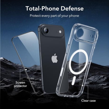 Оигинальный чехол ESR Classic Hybrid с MagSafe + накладка на клавишу на iPhone Air - Clear