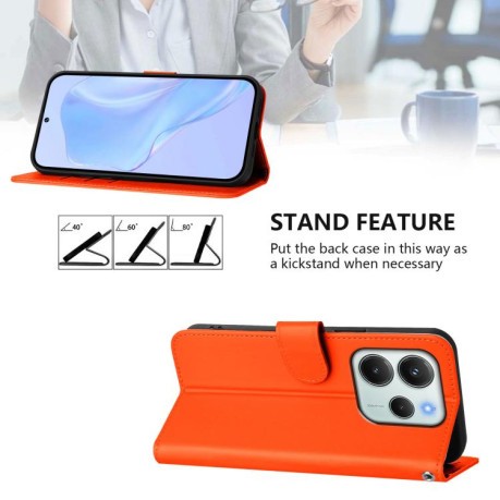 Чохол-книжка Skin Feel Solid Color Leather Xiaomi Redmi Note 14 4G 164.48mm - помаранчевий