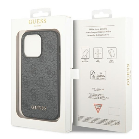 Оригінальний чохол Guess 4G Metal Gold Logo для iPhone 14 Pro Max - grey
