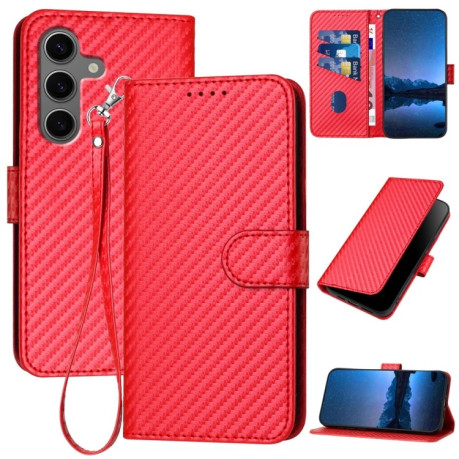 Чохол-книжка Carbon Fiber Texture на Samsung Galaxy S25+ 5G - червоний
