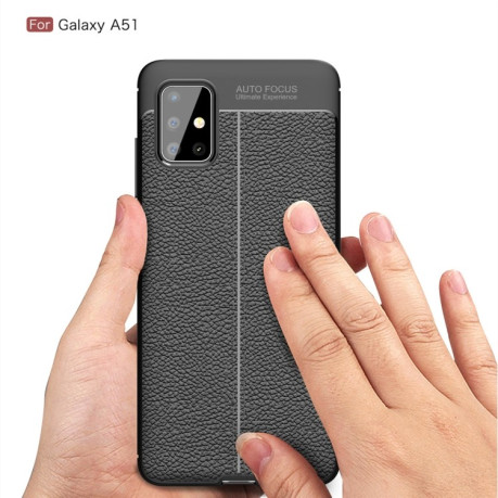 Ударозащитный чехол Litchi Texture на Samsung Galaxy A51 -красный