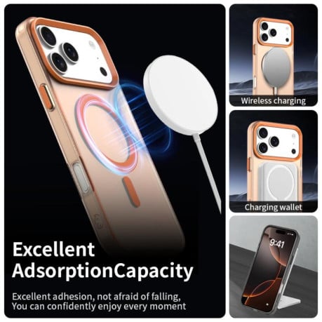 Чехол Candy с Magsafe гибрид на iPhone 17 Pro Max - оранжевый