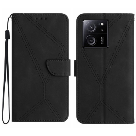 Чехол-книжка Stitching Embossed Leather для Xiaomi 13T / 13T Pro - черный