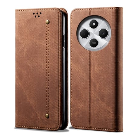 Чохол книжка Denim Texture Casual Style на Xiaomi Redmi 14C 4G/Poco C75/Redmi A4 5G - коричневий