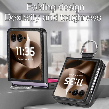 Противоударний чехол Litchi Texture на Motorola Razr 60 Ultra - чорний