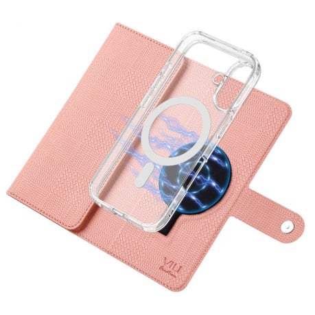 Чохол-книжка ViLi GHA-C Series RFID MagSafe Magnetic Flip Leather для iPhone 16 Pro Max - рожевий