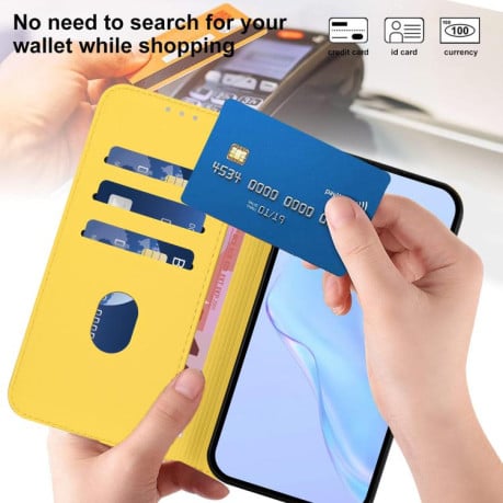 Чехол-книжка с мягким покрытием (Skin Feel) со шнурком на Xiaomi Poco M7 4G 169mm - желтый