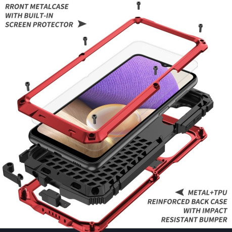 Противоударный металлический чехол R-JUST Dustproof на Samsung Galaxy A32 5G / M32 5G - красный