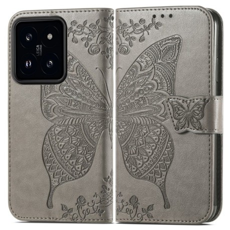 Чохол-книжка Butterfly Love Flower Embossed для Xiaomi 14 - сірий