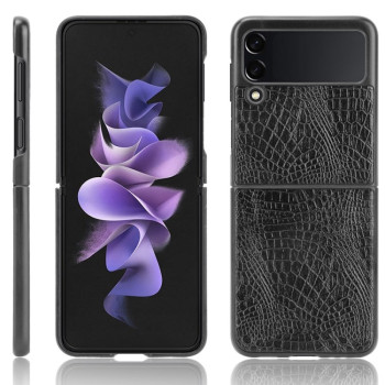 Ударопрочный чехол Crocodile Texture на Samsung Galaxy Z Flip3 5G - черный