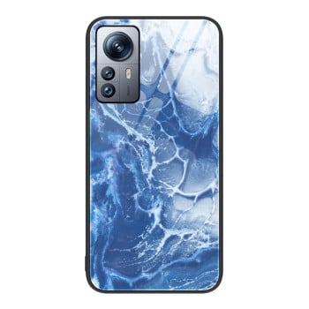 Протиударний скляний чохол Marble Pattern Glass на Xiaomi 12 Pro - Blue Ocean
