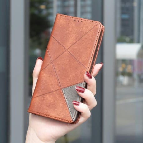 Чехол-книжка Rhombus Texture на Infinix Hot 60 Pro 4G - коричневый