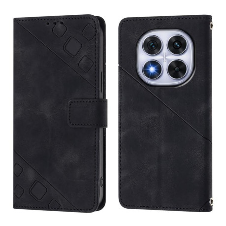 Чехол-книжка Skin-feel Embossed для Xiaomi Redmi Note 14 Pro 5G/Poco X7 - черный