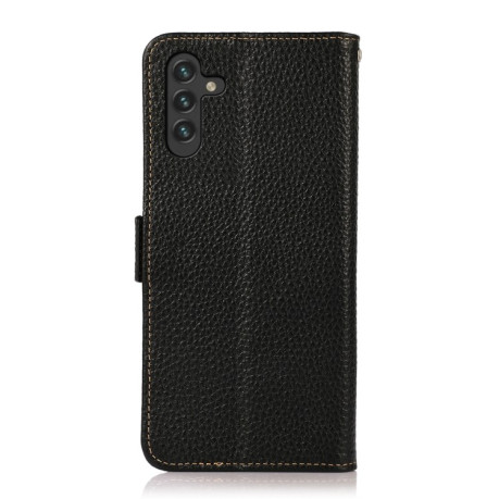 Шкіряний чохол-книжка KHAZNEH Genuine Leather RFID для Samsung Galaxy A04s/A13 5G - чорний