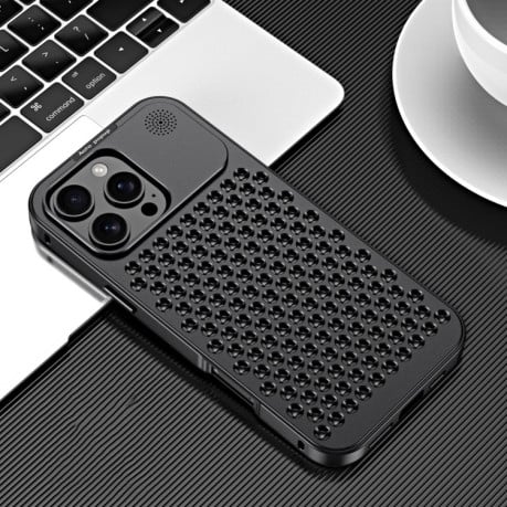 Противоударный чехол R-JUST RJ58 Aromatherapy Metal Cooling для iPhone 16 Pro - черный