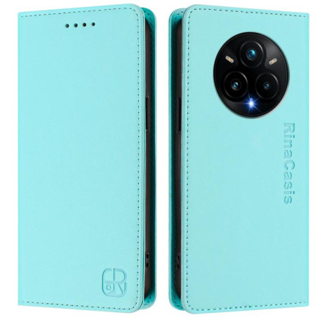 Чохол-книжка RC01 Dual-Folded Magnetic Suction RFID Leather на Realme 14 Pro+ 5G - зелений