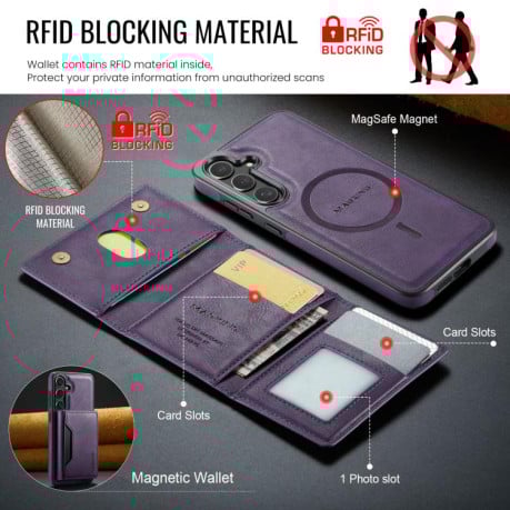Чохол MAGKING K2 Series з MagSafe RFID+кишенька на карт на Samsung Galaxy S25 FE 5G - фіолетовий