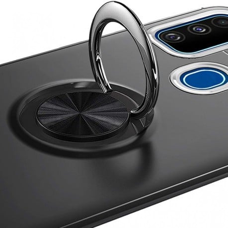 Ударозащитный чехол Metal Ring Holder 360 Degree Rotating на Samsung Galaxy M31 - черно-синий