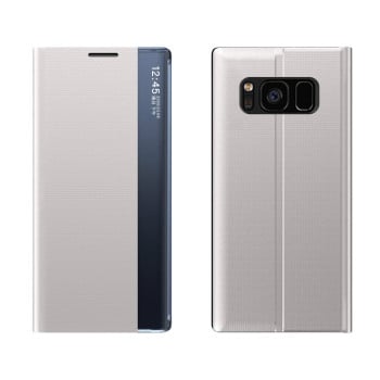 Чехол-книжка Clear View Standing Cover на Samsung Galaxy S10 - серебристый