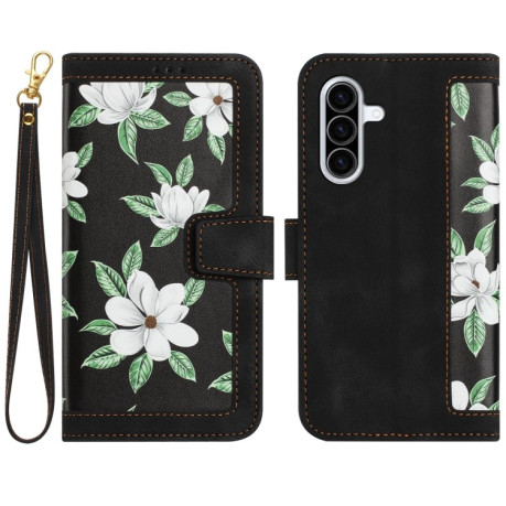 Чехол-книжка Floral Pattern Leather для Samsung Galaxy A36 - черный