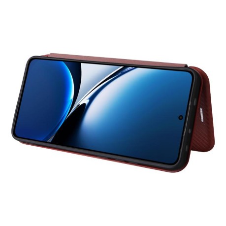 Чохол-книжка Carbon Fiber Texture на Xiaomi Poco X7 Pro / Xiaomi Redmi Turbo 4 - коричневий
