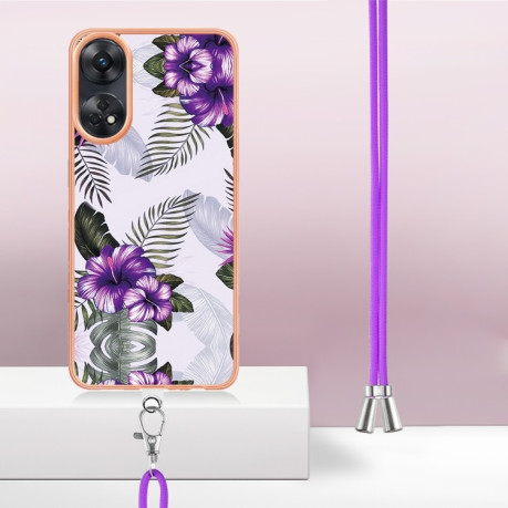 Протиударний чохол Electroplating IMD with Lanyard для OPPO Reno8 T 4G - Flower