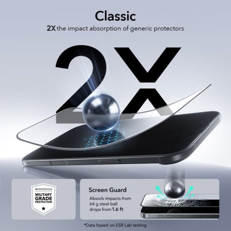 Комплект защитного стекла ESR UltraFit Tempered Glass 2-pack на iPhone Air - transparent