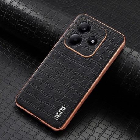 Чехол AZNS Electroplated Frame Crocodile Texture на Xiaomi Redmi Note 14 5G - черный