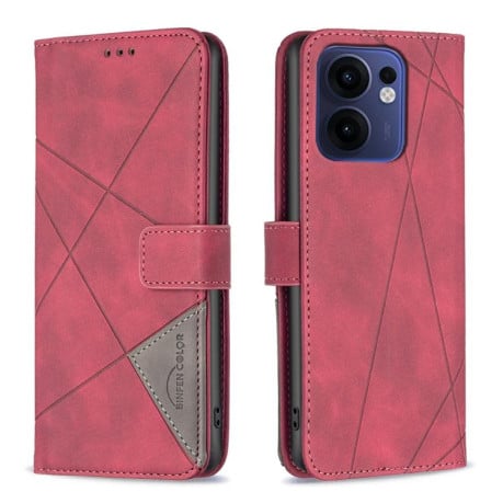 Чехол-книжка Rhombus Texture для OPPO Reno13 F/Reno13 FS - красный