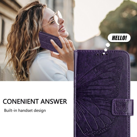 Чехол-книжка Embossed Butterfly для Motorola Moto G85 - фиолетовый