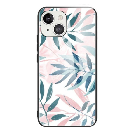 Протиударний чохол Colorful Painted Glass для iPhone 13 Mini - Leaves