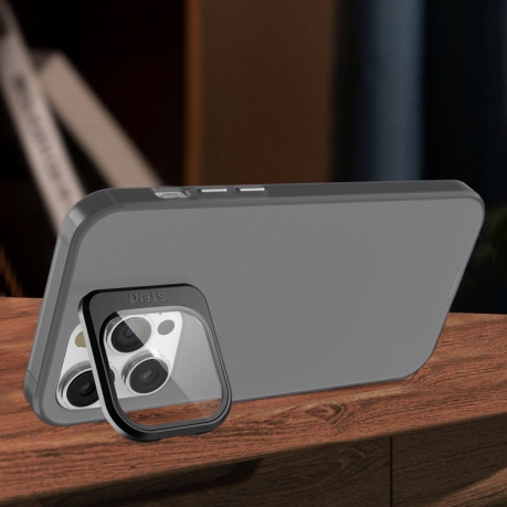 Противоударный чехол Skin Feel Lens Holder Translucent для iPhone 15 Pro Max - фиолетовый