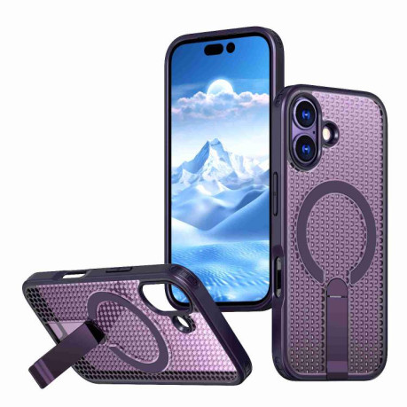 Чохол kalebol Honeycomb Cooling з MagSafe та підставкою на iPhone 17 - фіолетовий