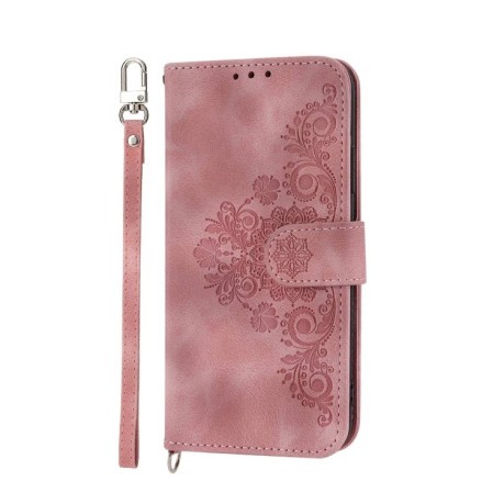 Чохол-книжка Skin-feel Flowers Embossed для Xiaomi Redmi Note 12 4G - рожевий