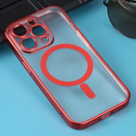 Протиударний чохол MagSafe Electroplating Straight для iPhone 14 Pro - червоний