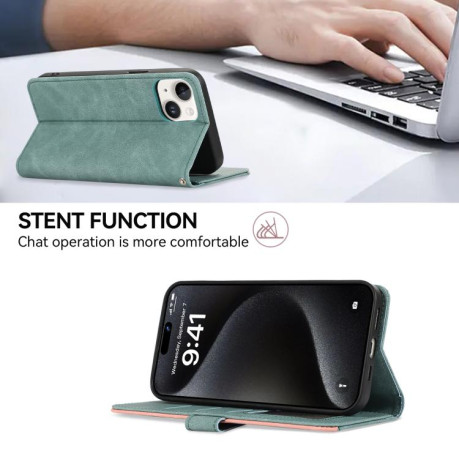 Чохол-книжка ABEEL Color Block Magnetic RFID Leather на iPhone 16e - зелений