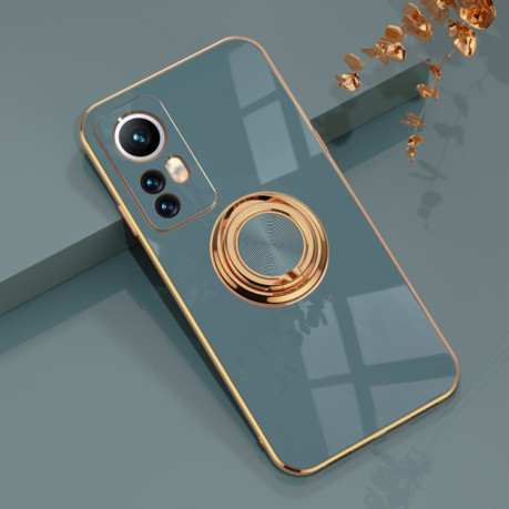 Противоударный чехол 6D Electroplating Full Coverage with Magnetic Ring для Xiaomi 12 Lite - серый